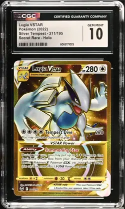 CGC 10 GEM MINT Lugia VSTAR 211/195 Silver Tempest Secret Rare 2022 Pokemon - Image 1