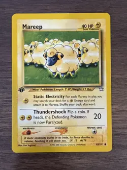 Pokemon Neo Genesis 1st Edition Mareep 65/111 Non Holo LP - Image 1