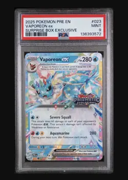 2025 POKEMON PRE EN #023/131 VAPOREON EX SURPRISE BOX EXCLUSIVE PSA 9 - Image 1