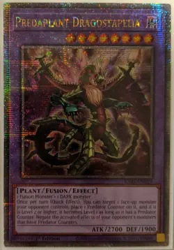 YuGiOh Predaplant Dragostapelia Quarter Century Secret Rare 1st Ed RA01-EN027 - Image 1