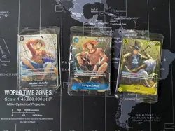 One Piece Card Game TS02 Tin Promo Bundle P073 P074 P075 Monkey Luffy Sabo Ace - Image 1