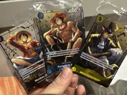 One Piece Card Game TS02 Tin Promo Bundle P073 P074 P075 Luffy Sabo Ace SEALED - Image 1