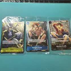 One Piece Card Game TS02 Tin Promo Bundle P073 P074 P075 Monkey Luffy Sabo Ace - Image 1