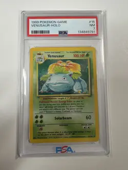 1999 POKEMON BASE SET UNLIMITED #15 VENUSAUR-HOLO PSA 7 - Image 1