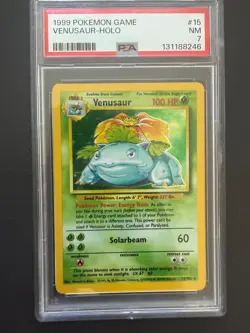 1999 POKEMON BASE SET UNLIMITED #15 VENUSAUR-HOLO PSA 7 - Image 1