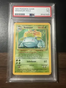 1999 POKEMON BASE SET UNLIMITED #15 VENUSAUR-HOLO PSA 7 - Image 1