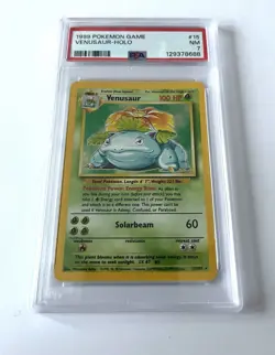 PSA 7 NEAR MINT Pokemon Venusaur 15/102 Holo Base Set Unlimited 1999 English - Image 1
