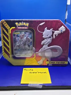 2019 Pokemon Tag Team Mewtwo & Mew GX Power Partnership Tin Promo Factory Sealed - Image 2