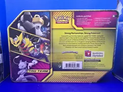 2019 Pokemon Tag Team Mewtwo & Mew GX Power Partnership Tin Promo Factory Sealed - Image 5