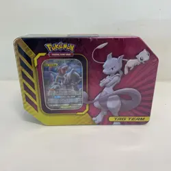 2019 Pokemon Tag Team Mewtwo & Mew GX Power Partnership Tin Promo Factory Sealed - Image 1