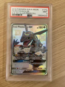 2018 POKEMON SUN & MOON CELESTIAL STORM #177A FULL ART/RAYQUAZA GX PSA 9 - Image 1