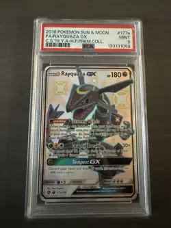 2018 POKEMON SUN & MOON CELESTIAL STORM #177A FULL ART/RAYQUAZA GX PSA 9 - Image 1