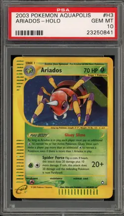 Pokemon Ariados Aquapolis Holo Rare #H3 PSA 10 Gem Mint - Image 1