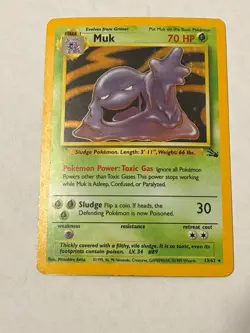 Pokemon TCG Muk Holo Rare Card 13/62 Fossil 1999 - Image 1