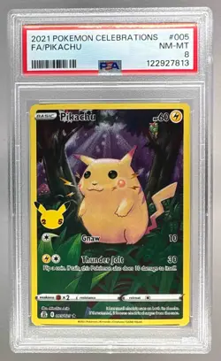 122927813 Pikachu 2021 Pokemon Sword & Shield Celebrations #005/025 Holo PSA 8 - Image 1