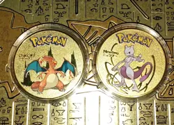2 Pokemon Collectible Coins Gold Color Metal Mewtwo and Charizard - Image 1