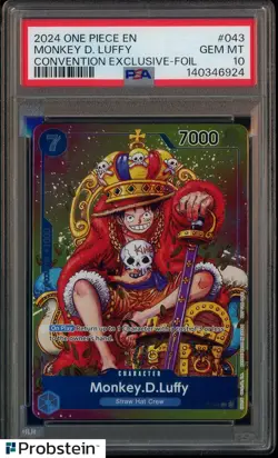 2024 One Piece EN Convention Exclusive Foil #043 Monkey D. Luffy PSA 10 GEM MINT - Image 1