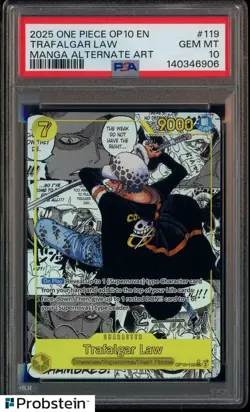 2025 One Piece OP10 EN Manga Alternate Art #119 Trafalgar Law PSA 10 GEM MINT - Image 1