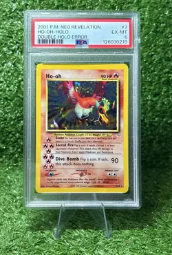 2001 POKEMON NEO REVELATION DOUBLE HOLO ERROR #7 HO-OH-HOLO PSA 6 - Image 1