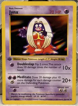 1st Edition Jynx 031/102 Base Set (Shadowless) Pokemon TCG 1999 WOTC MP - Image 1