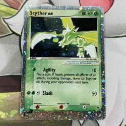 (SWIRL!) Scyther EX 102/109 Holo Pokemon Card Ruby & Sapphire LP-MP - Image 1