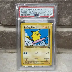 Surfing Pikachu Promo #28 PSA 10 Pokemon Graded Card Black Star Promo League #B - Image 1
