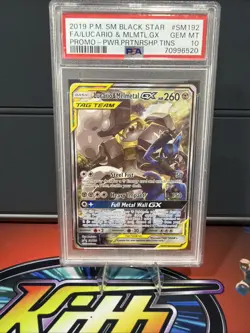 2019 POKEMON SM BLACK STAR PROMO #SM192 FULL ART/LUCARIO & MELMETAL GX PSA 10 - Image 1