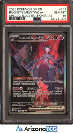Pokemon 2025 Team Rocket's Mewtwo ex 231/182 SIR Destined Rivals GEM MINT PSA 10 - Image 1