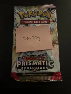 22.39g HEAVY Prismatic Evolutions Pokemon Sealed Booster Pack New - Image 4