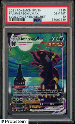 2021 POKEMON SWSH FA/UMBREON VMAX EVOLVING SKIES SECRET #215 PSA 10 GEM MINT - Image 1