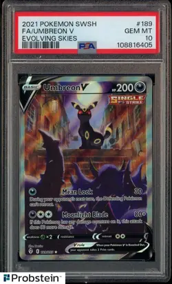 2021 POKEMON SWSH FA/UMBREON V EVOLVING SKIES #189 PSA 10 GEM MINT - Image 1