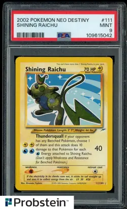 2002 Pokemon Neo Destiny #111 Shining Raichu PSA 9 MINT - Image 1