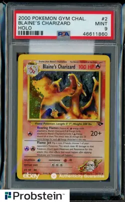 2002 Pokemon Gym Challenge #2 Blaine's Charizard Holo PSA 9 MINT - Image 1