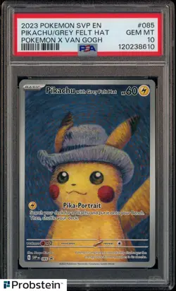 Pokemon Pikachu with Grey Felt Hat Van Gogh 085 Promo PSA 10 Graded GEM MINT - Image 1