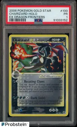2006 Pokemon Gold Star EX Dragon Frontiers #100 Charizard Holo PSA 1 PR - Image 1