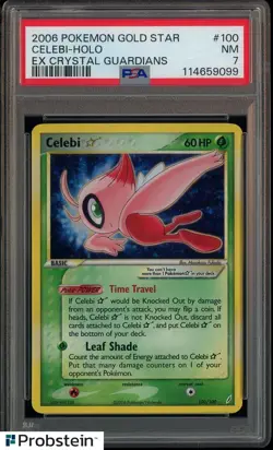 2006 Pokemon Gold Star EX Crystal Guardians #100 Celebi Holo PSA 7 NM - Image 1