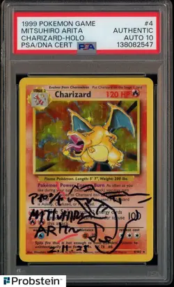 Mitsuhiro Arita Signed 1999 Pokemon Game #4 Charizard Holo PSA/DNA AUTH AUTO 10 - Image 1