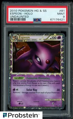 2010 Pokemon HG & SS Undaunted #81 Espeon Holo PSA 9 MINT - Image 1