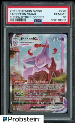 2021 Pokemon SWSH Fusion Strike Secret #270 FA Espeon VMAX PSA 10 GEM MINT - Image 1