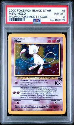 2000 POKEMON PROMO BLACK STAR POKEMON LEAGUE #9 MEW-HOLO PSA 8 - Image 1