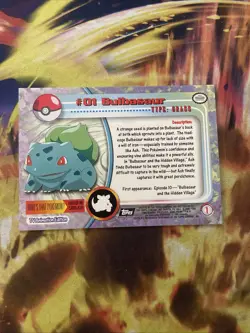 Pokemon Topps Bulbasaur #01 TV Animation Edition Series 1 (Black Logo) - Image 2