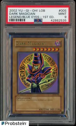 2002 Yu-Gi-Oh! LOB Legend Blue Eyes 1st Edition #005 Dark Magician PSA 9 MINT - Image 1
