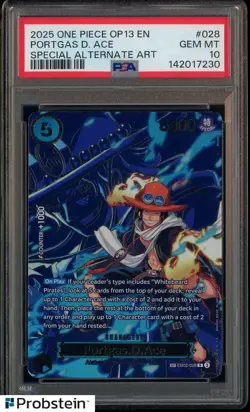 2025 One Piece OP13 EN Special Alternate Art #028 Portgas D. Ace PSA 10 GEM MINT - Image 1