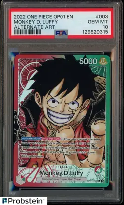 2022 One Piece OP-01 Alternate Art #003 Monkey D. Luffy Pre-Errata PSA 10 - Image 1
