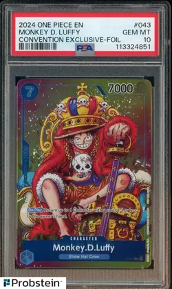 2024 One Piece EN Convention Exclusive Foil #043 Monkey D. Luffy PSA 10 GEM MINT - Image 1