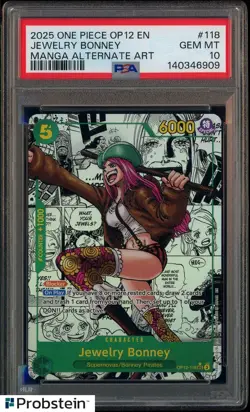 2025 One Piece OP12 En Manga Alternate Art #118 Jewelry Bonney PSA 10 GEM MINT - Image 1