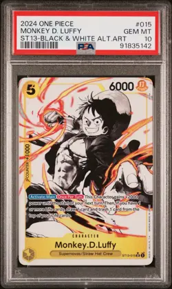 Low Pop! 2024 Monkey D Luffy ST13 Black & White Alt Art PSA 10 - Image 1