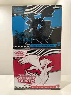 2 Box Lot Pokemon TCG: Black Bolt & White Flare ETB Elite Trainer Box Sealed - Image 1