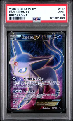 2016 POKEMON XY BREAKPOINT #117 FULL ART/ESPEON EX PSA 9 - Image 1