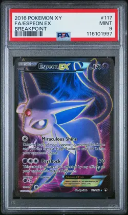 2016 POKEMON XY BREAKPOINT #117 FULL ART/ESPEON EX PSA 9 - Image 1